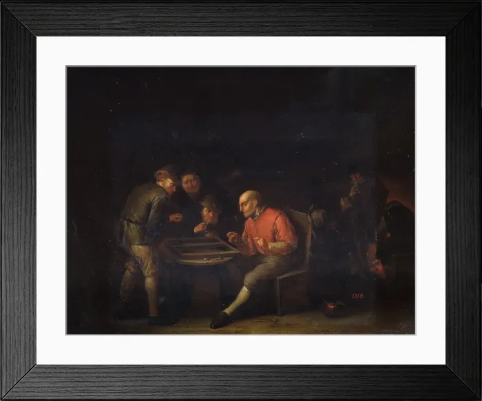 Framed Print : Flemings Playing Dice, 17th century. Artist: Adriaen van Ostade