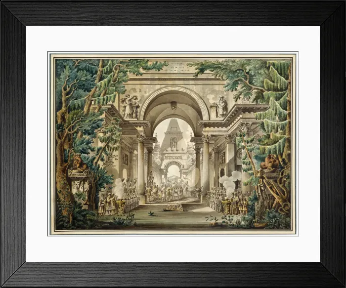 Framed Print : Procession in a temple. Set design for a theatre play, 18th or early 19th century. Artist: Louis Jean Desprez Framed Print : Procession in a temple. Set design for a theatre play, 18th or early 19th century. Artist: Louis Jean Desprez