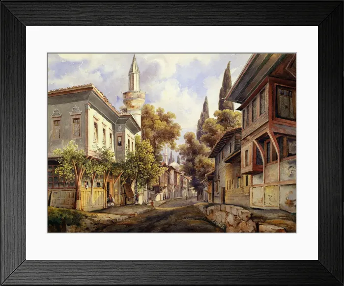 Framed Print : A Street in Constantinople, 1835. Artist: Johann Jakob Wolfensberger Framed Print : A Street in Constantinople, 1835. Artist: Johann Jakob Wolfensberger