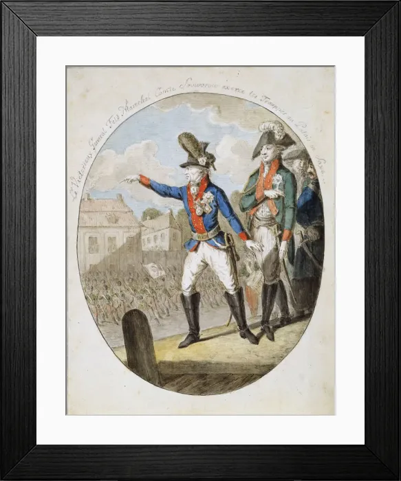 Framed Print : Russian Field Marshal Alexander Suvorov inspecting troops, c1794 Framed Print : Russian Field Marshal Alexander Suvorov inspecting troops, c1794