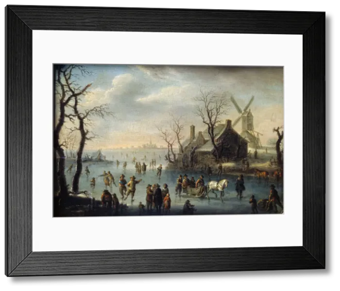 Framed Print : Ice Skaters, 17th century. Artist: Klaes Molenaer Framed Print : Ice Skaters, 17th century. Artist: Klaes Molenaer