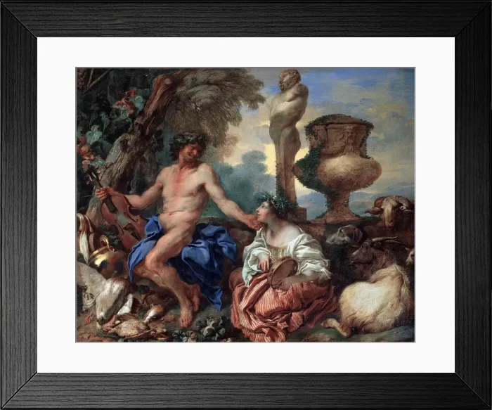 Framed Print : Pastoral scene. Faun and Shepherdess, 1650s. Artist: Giovanni Benedetto Castiglione Framed Print : Pastoral scene. Faun and Shepherdess, 1650s. Artist: Giovanni Benedetto Castiglione