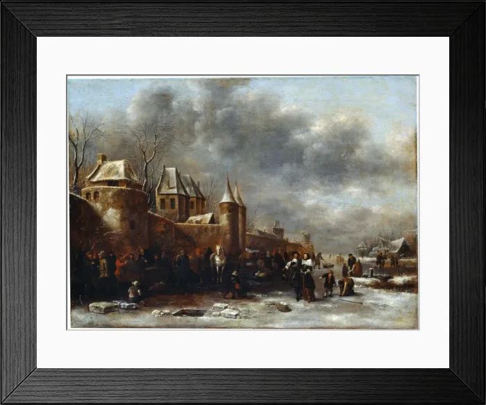 Framed Print : A Castle at the River Bank, 17th century. Artist: Klaes Molenaer Framed Print : A Castle at the River Bank, 17th century. Artist: Klaes Molenaer