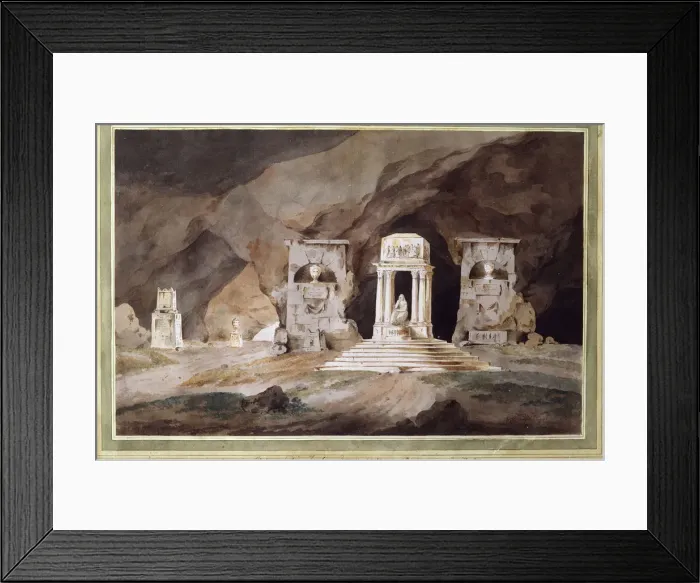 Framed Print : Old cemetery. Stage design for a theatre play, 1790. Artist: Henry Hudfield Framed Print : Old cemetery. Stage design for a theatre play, 1790. Artist: Henry Hudfield