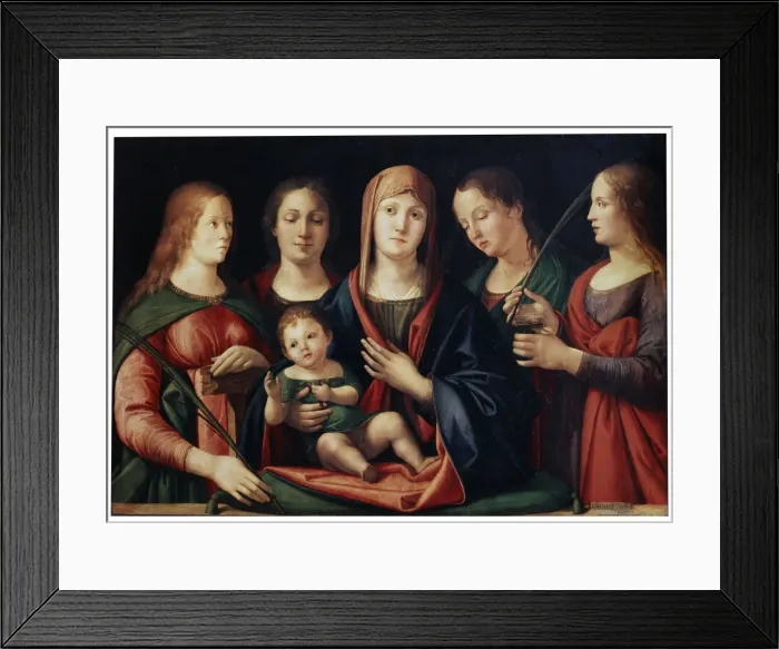 Framed Print : Madonna and Child with Mary Magdalen, Saint Catherine and two Saints, 1504. Artist: Alvise Vivarini Framed Print : Madonna and Child with Mary Magdalen, Saint Catherine and two Saints, 1504. Artist: Alvise Vivarini