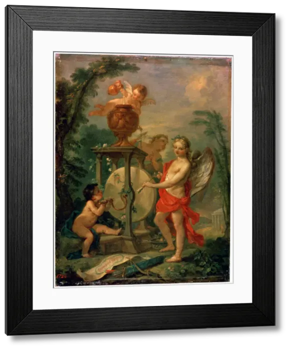 Framed Print : Cupid Sharpening an Arrow, 1750. Artist: Charles-Joseph Natoire Framed Print : Cupid Sharpening an Arrow, 1750. Artist: Charles-Joseph Natoire