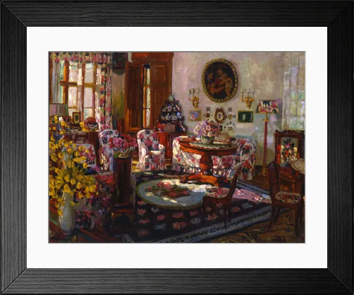 Framed Print : Interior in the Manor House Brasovo, 1912. Artist: Stanislav Julianovic Zukovskij Framed Print : Interior in the Manor House Brasovo, 1912. Artist: Stanislav Julianovic Zukovskij