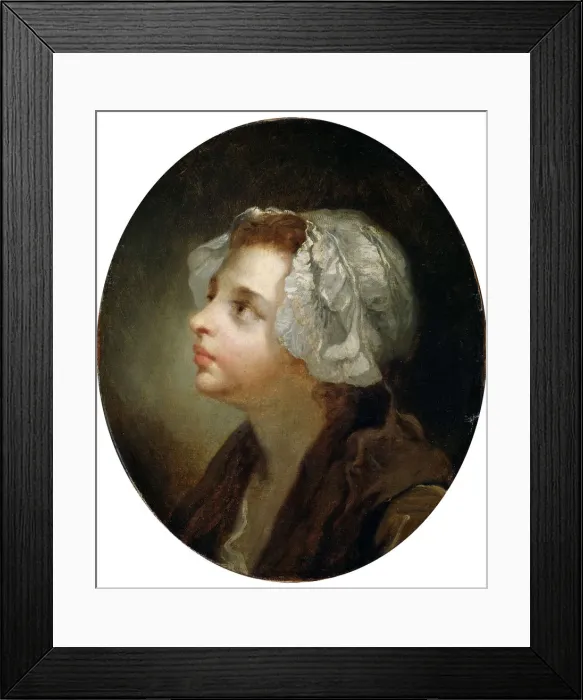 Framed Print : Head of a Girl, 18th century. Artist: Jean-Baptiste Greuze Framed Print : Head of a Girl, 18th century. Artist: Jean-Baptiste Greuze