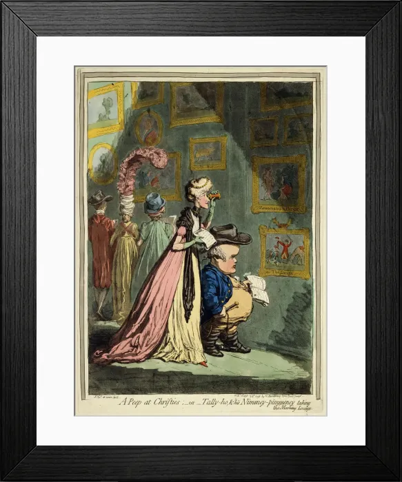 Framed Print : A Peep at Christies, 1796. Artist: James Gillray Framed Print : A Peep at Christies, 1796. Artist: James Gillray