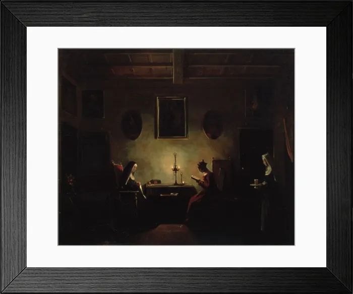Framed Print : Scene in an Interior, 19th century. Artist: Francois-Marius Granet Framed Print : Scene in an Interior, 19th century. Artist: Francois-Marius Granet