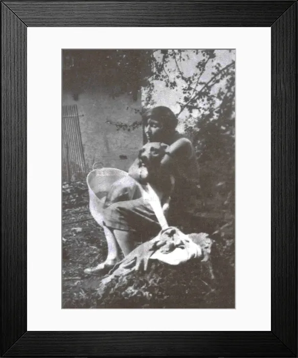 Framed Print : Marina Tsvetaeva with her dog. Savoy, 1930 Framed Print : Marina Tsvetaeva with her dog. Savoy, 1930