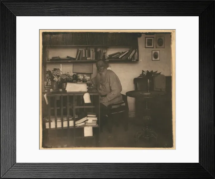 Framed Print : Leo Tolstoy in his studio. Yasnaya Polyana, 1908 Framed Print : Leo Tolstoy in his studio. Yasnaya Polyana, 1908