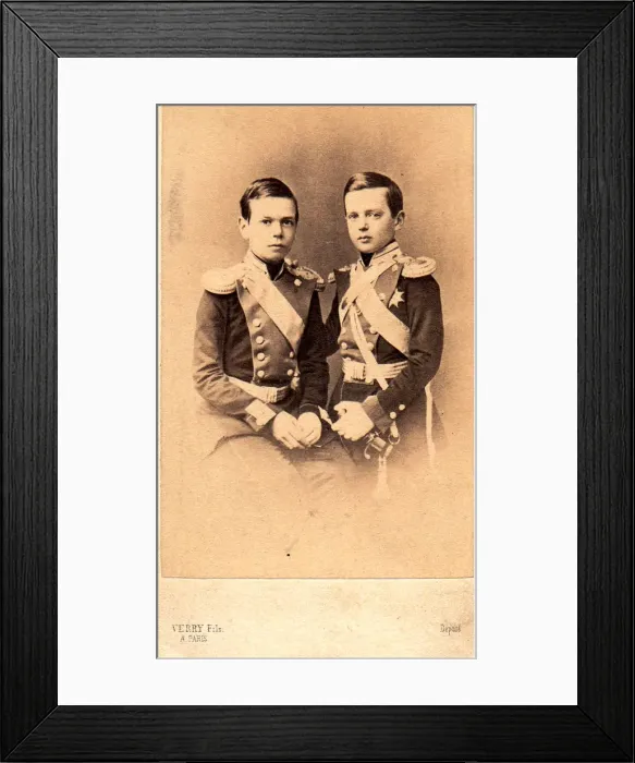Framed Print : Portrait of Grand Dukes Vladimir Alexandrovich of Russia and Alexander Alexandrovitch of Russia, 1850s