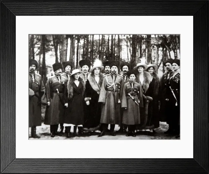 Framed Print : The Family of Tsar Nicholas II of Russia with the Kuban Cossacks, c. 1916 Framed Print : The Family of Tsar Nicholas II of Russia with the Kuban Cossacks, c. 1916