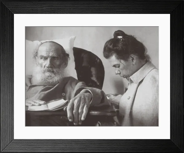 Framed Print : The Sick Leo Tolstoy with daughter Tatyana in Gaspra on the Crimea, 1902