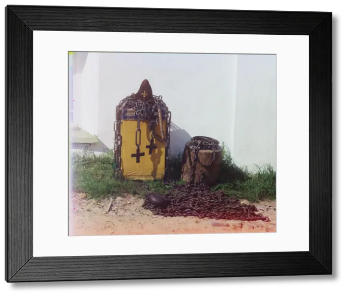 Framed Print : Cap, Lash, and Fetters of the Venerable Irinarkh, 1911 Framed Print : Cap, Lash, and Fetters of the Venerable Irinarkh, 1911