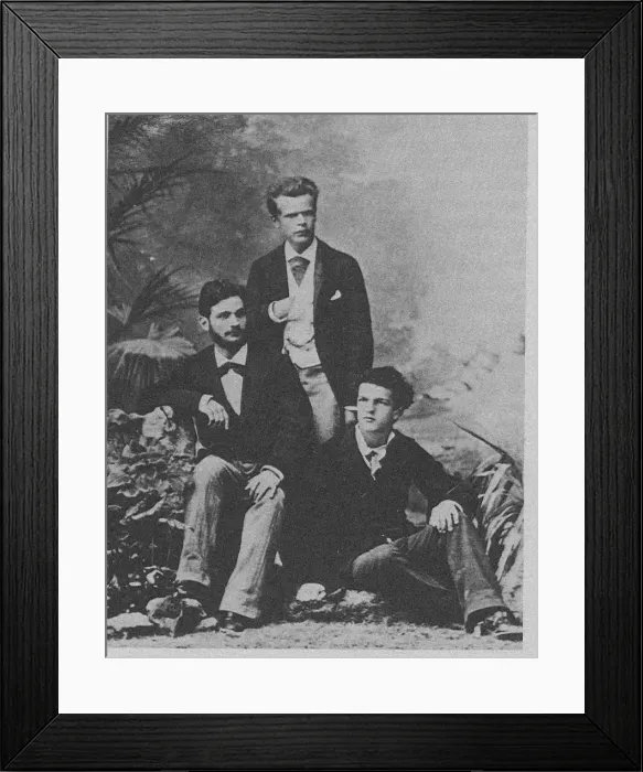 Framed Print : Von Meck Trio. Wladyslaw Pachulski (standing) with Pyotr Danilchenko and Claude Debussy (seated), 1882 Framed Print : Von Meck Trio. Wladyslaw Pachulski (standing) with Pyotr Danilchenko and Claude Debussy (seated), 1882
