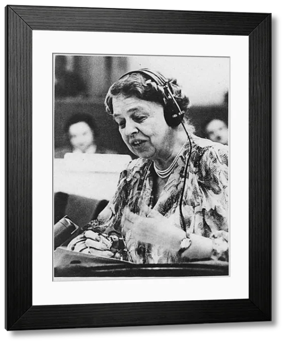 Framed Print : Eleanor Roosevelt speaking at the United Nations in July 1947 Framed Print : Eleanor Roosevelt speaking at the United Nations in July 1947