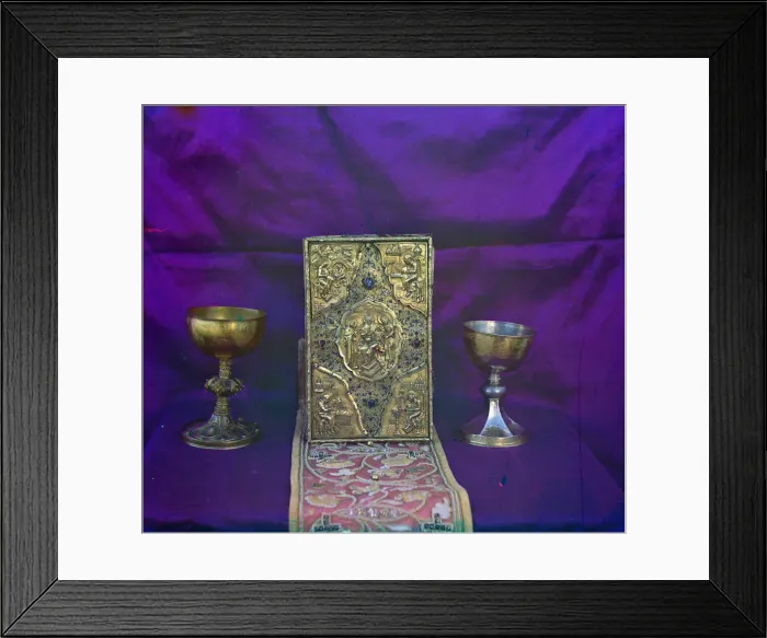 Framed Print : Gospel of Tsar Alexei Mikhailovich and the sacramental vessels of of Tsar Mikhail Feodorovich, 1911 Framed Print : Gospel of Tsar Alexei Mikhailovich and the sacramental vessels of of Tsar Mikhail Feodorovich, 1911