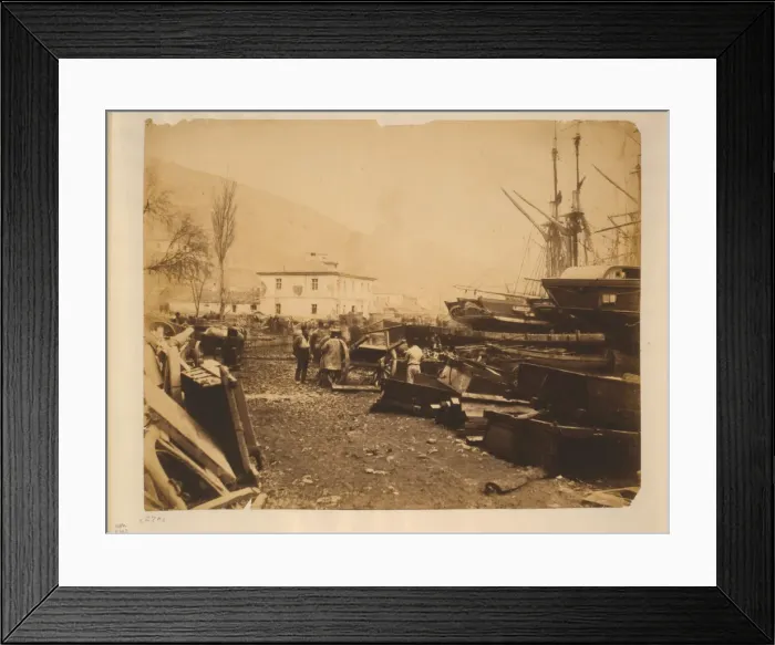 Framed Print : The Ordnance Wharf, Balaklava, 1855 Framed Print : The Ordnance Wharf, Balaklava, 1855