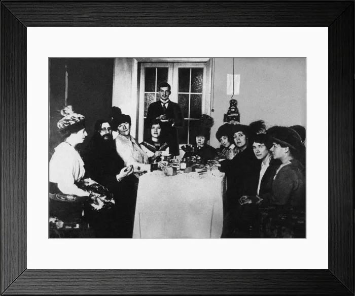 Framed Print : Rasputin (second from left) at the meal among His Admirers, c. 1910 Framed Print : Rasputin (second from left) at the meal among His Admirers, c. 1910