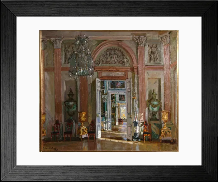 Framed Print : The Great Vestibule in the Kuskovo Palace, 1917. Artist: Zhukovsky, Stanislav Yulianovich (1873-1944) Framed Print : The Great Vestibule in the Kuskovo Palace, 1917. Artist: Zhukovsky, Stanislav Yulianovich (1873-1944)