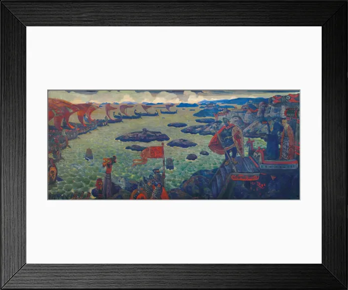 Framed Print : Ready for the Campaign (The Varangian Sea), 1910. Artist: Roerich, Nicholas (1874-1947) Framed Print : Ready for the Campaign (The Varangian Sea), 1910. Artist: Roerich, Nicholas (1874-1947)