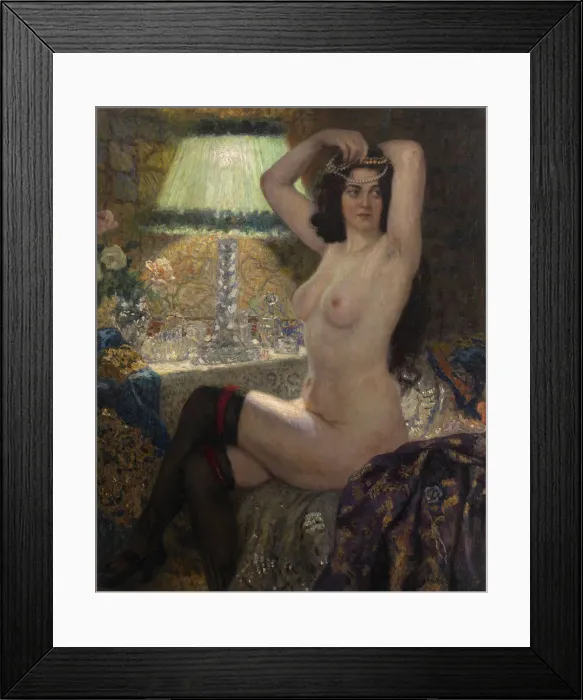Framed Print : By the Green Lamp. Artist: Bogdanov-Belsky, Nikolai Petrovich (1868-1945) Framed Print : By the Green Lamp. Artist: Bogdanov-Belsky, Nikolai Petrovich (1868-1945)