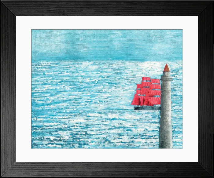 Framed Print : Scarlet Sails (after novel by Alexander Grin). Artist: Bychkov, Michael Framed Print : Scarlet Sails (after novel by Alexander Grin). Artist: Bychkov, Michael