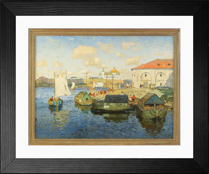 Framed Print : Town on the Volga River, 1913. Artist: Gorbatov, Konstantin Ivanovich (1876-1945) Framed Print : Town on the Volga River, 1913. Artist: Gorbatov, Konstantin Ivanovich (1876-1945)