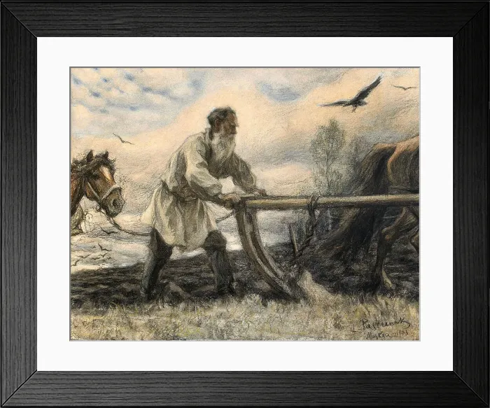 Framed Print : Lev Tolstoy at the Plough, 1903. Artist: Pasternak, Leonid Osipovich (1862-1945) Framed Print : Lev Tolstoy at the Plough, 1903. Artist: Pasternak, Leonid Osipovich (1862-1945)