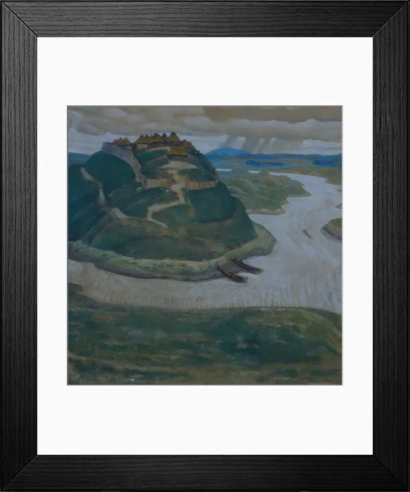 Framed Print : Gorodishche (Old slavic fortified settlement). Artist: Roerich, Nicholas (1874-1947) Framed Print : Gorodishche (Old slavic fortified settlement). Artist: Roerich, Nicholas (1874-1947)