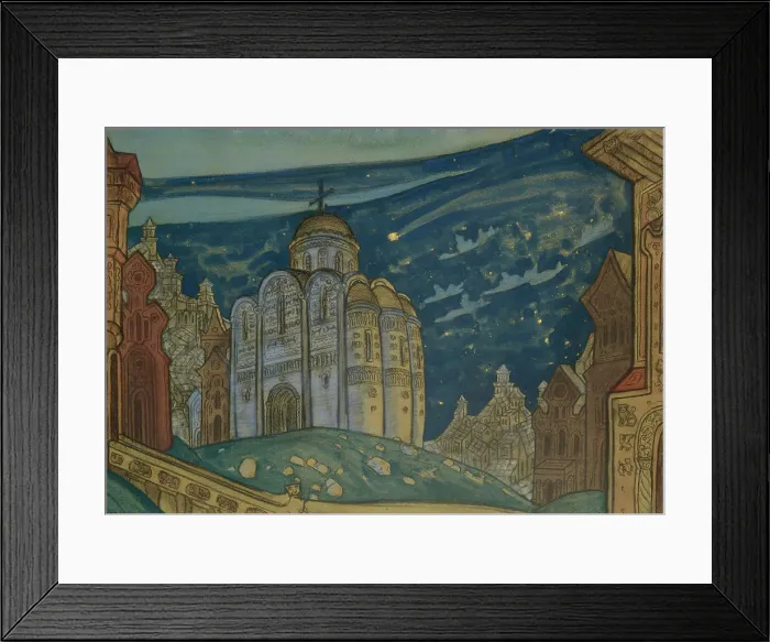 Framed Print : Putivl. Stage design for the opera Prince Igor by A. Borodin, 1914. Artist: Roerich, Nicholas (1874-1947) Framed Print : Putivl. Stage design for the opera Prince Igor by A. Borodin, 1914. Artist: Roerich, Nicholas (1874-1947)