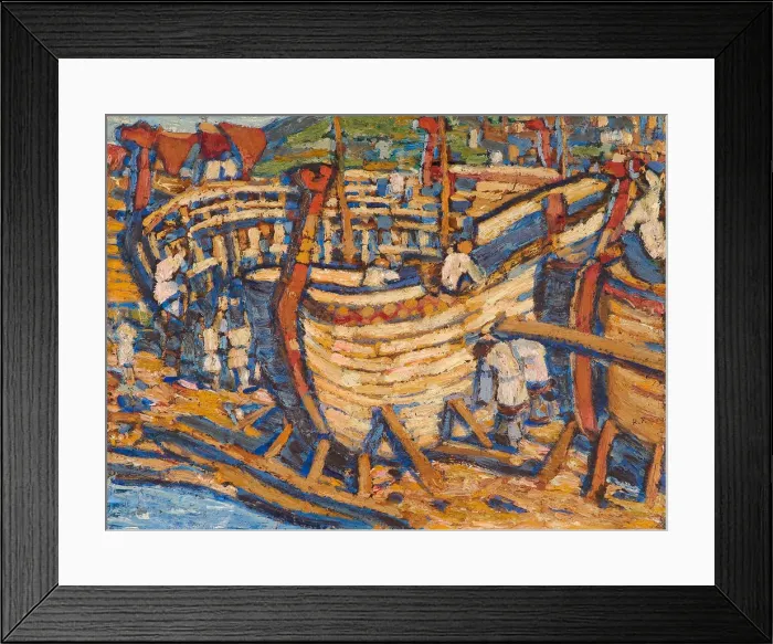Framed Print : Building the Ships. Study, 1903. Artist: Roerich, Nicholas (1874-1947)
