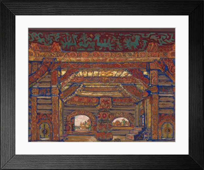 Framed Print : The Palace of Tsar Berendey. Stage design for the theatre play Snow Maiden by A. Ostrovsky, 1912. Artist: Roerich, Nicholas (1874-1947) Framed Print : The Palace of Tsar Berendey. Stage design for the theatre play Snow Maiden by A. Ostrovsky, 1912. Artist: Roerich, Nicholas (1874-1947)