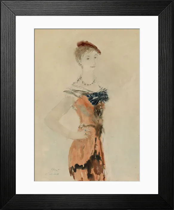 Framed Print : Lady with a Red Beret, 1935. Artist: Sokolov, Mikhail Xenofontovich (1885-1947) Framed Print : Lady with a Red Beret, 1935. Artist: Sokolov, Mikhail Xenofontovich (1885-1947)