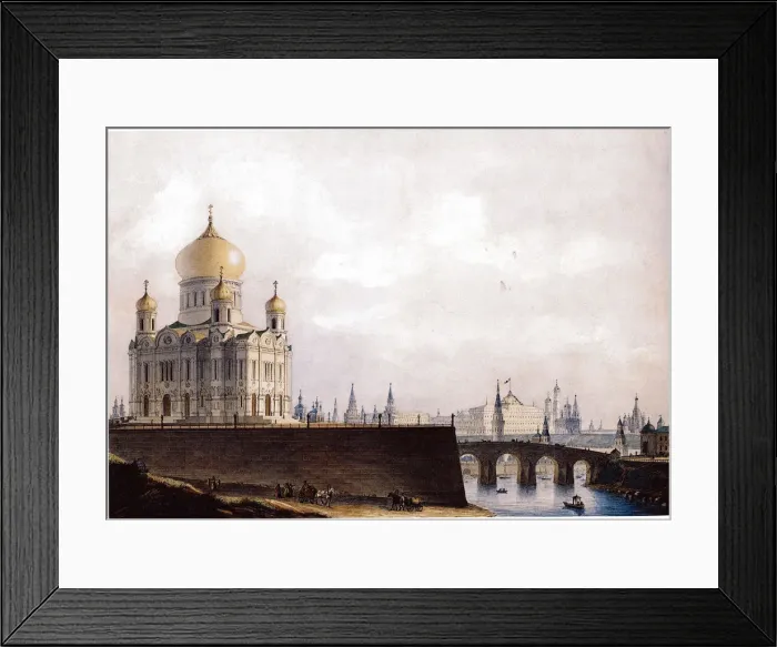 Framed Print : The Cathedral of Christ the Saviour with View of the Moscow Kremlin, 1836-1837. Artist: Thon, Alexander Andreyevich (1790-1858) Framed Print : The Cathedral of Christ the Saviour with View of the Moscow Kremlin, 1836-1837. Artist: Thon, Alexander Andreyevich (1790-1858)