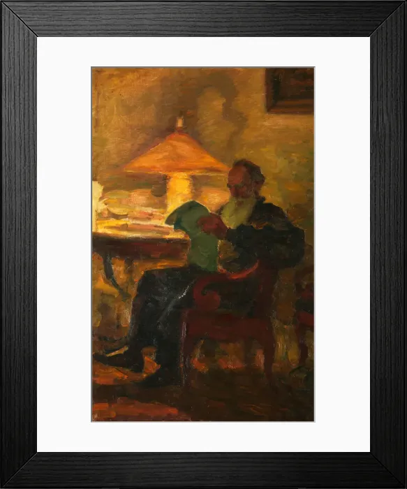 Framed Print : Leo Tolstoy with a newspaper, 1901. Artist: Pasternak, Leonid Osipovich (1862-1945) Framed Print : Leo Tolstoy with a newspaper, 1901. Artist: Pasternak, Leonid Osipovich (1862-1945)