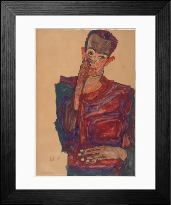 Framed Print : Self-Portrait with Eyelid Pulled Down, 1910. Artist: Schiele, Egon (1890?1918) Framed Print : Self-Portrait with Eyelid Pulled Down, 1910. Artist: Schiele, Egon (1890?1918)