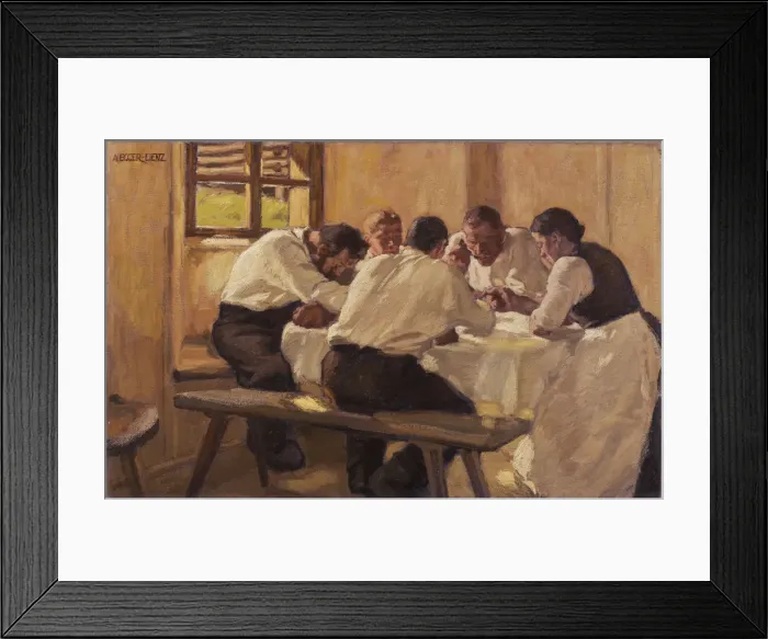 Framed Print : Lunch (The Soup, Version II), 1910. Artist: Egger-Lienz, Albin (1868-1926) Framed Print : Lunch (The Soup, Version II), 1910. Artist: Egger-Lienz, Albin (1868-1926)