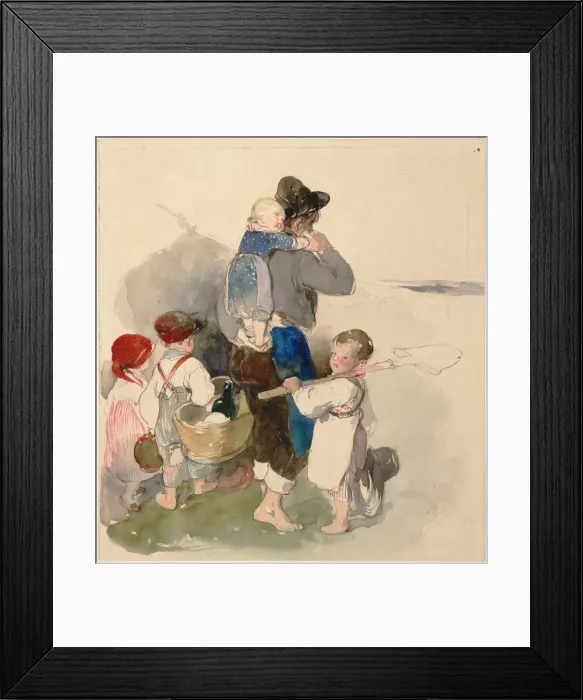 Framed Print : Children on Their Way to Work in the Fields, c. 1840. Artist: Fendi, Peter (1796-1842) Framed Print : Children on Their Way to Work in the Fields, c. 1840. Artist: Fendi, Peter (1796-1842)