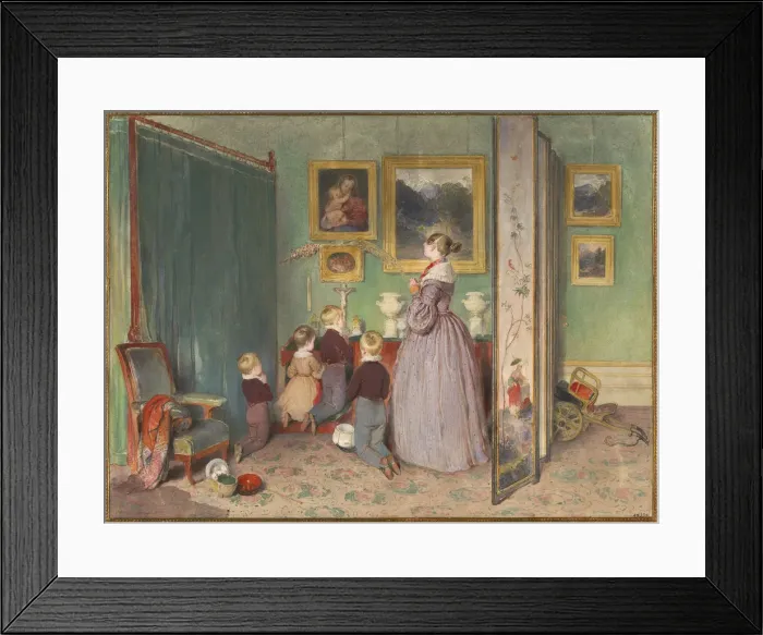Framed Print : The Evening Prayer (Archduchess Sophie with children), 1839. Artist: Fendi, Peter (1796-1842) Framed Print : The Evening Prayer (Archduchess Sophie with children), 1839. Artist: Fendi, Peter (1796-1842)