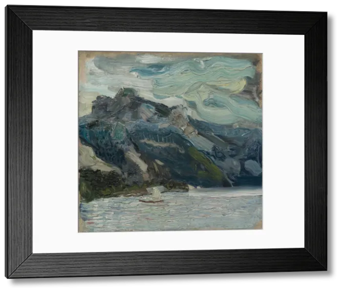 Framed Print : Lake Traun with Mountain Sleeping Greek, 1907. Artist: Gerstl, Richard (1883-1908) Framed Print : Lake Traun with Mountain Sleeping Greek, 1907. Artist: Gerstl, Richard (1883-1908)