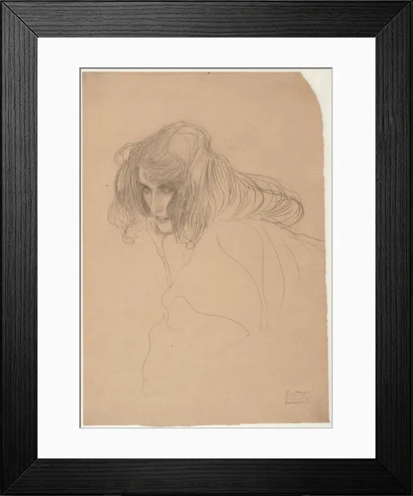 Framed Print : Study of a womans head in three-quarter profile (Study for Unchastity in the Beethoven Frieze), c. 1901-1902. Artist: Klimt, Gustav (1862-1918) Framed Print : Study of a womans head in three-quarter profile (Study for Unchastity in the Beethoven Frieze), c. 1901-1902. Artist: Klimt, Gustav (1862-1918)