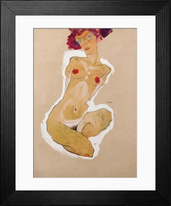 Framed Print : Squatting Female Nude, 1910. Artist: Schiele, Egon (1890?1918) Framed Print : Squatting Female Nude, 1910. Artist: Schiele, Egon (1890?1918)