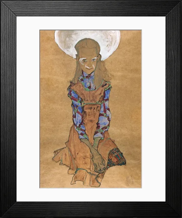 Framed Print : Seated Girl (Poldi Lodzinsky), c. 1910. Artist: Schiele, Egon (1890?1918) Framed Print : Seated Girl (Poldi Lodzinsky), c. 1910. Artist: Schiele, Egon (1890?1918)