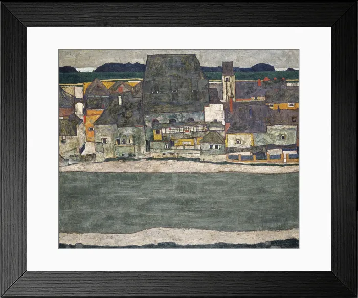 Framed Print : Houses on the River (The Old Town), 1914. Artist: Schiele, Egon (1890?1918) Framed Print : Houses on the River (The Old Town), 1914. Artist: Schiele, Egon (1890?1918)