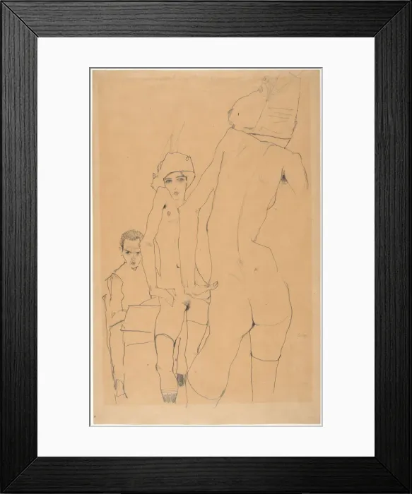 Framed Print : Schiele with Nude Model before the Mirror, 1910. Artist: Schiele, Egon (1890?1918) Framed Print : Schiele with Nude Model before the Mirror, 1910. Artist: Schiele, Egon (1890?1918)