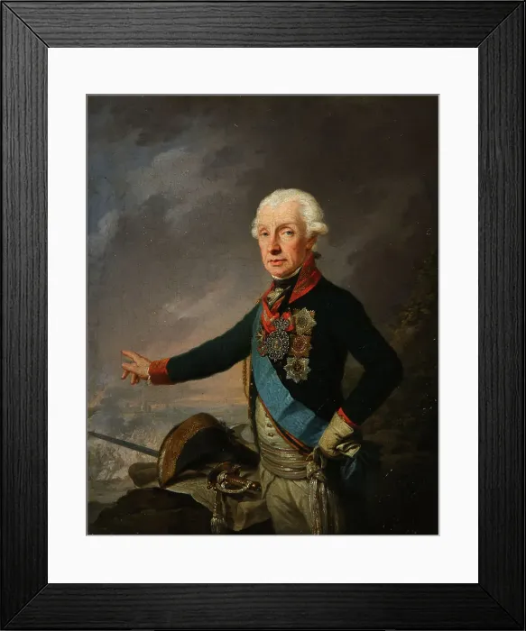 Framed Print : Portrait of Field Marshal Generalissimo Prince Alexander Suvorov (1729?1800), 1799. Artist: Kreuzinger, Josef (1757-1829) Framed Print : Portrait of Field Marshal Generalissimo Prince Alexander Suvorov (1729?1800), 1799. Artist: Kreuzinger, Josef (1757-1829)