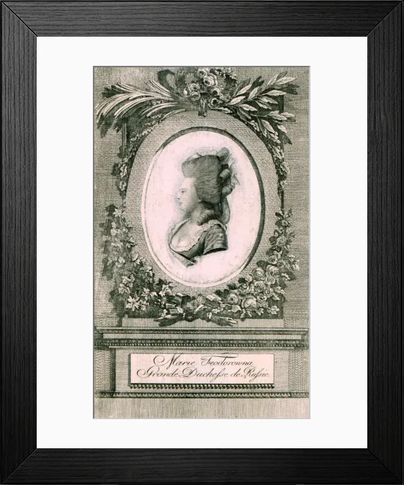Framed Print : Portrait of Grand Duchess Maria Feodorovna (Sophie Dorothea of Wurttemberg) (1759-1828), 1781. Artist: Loeschenkohl, Johann Hieronymus (1753-1807) Framed Print : Portrait of Grand Duchess Maria Feodorovna (Sophie Dorothea of Wurttemberg) (1759-1828), 1781. Artist: Loeschenkohl, Johann Hieronymus (1753-1807)